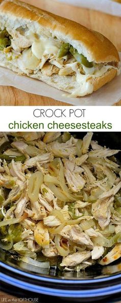 Crock Pot Chicken Cheesesteak Sandwiches