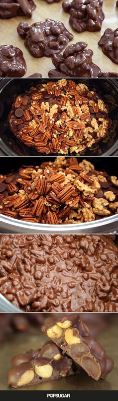 Crockpot Chocolate-Nut Clusters