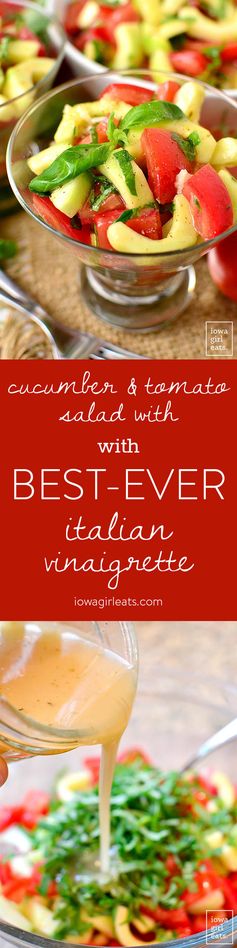 Cucumber and Tomato Salad with BEST-EVER Italian Vinaigrette