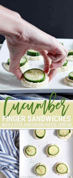 Cucumber Finger Sandwiches with Feta and Cream Cheese Spread