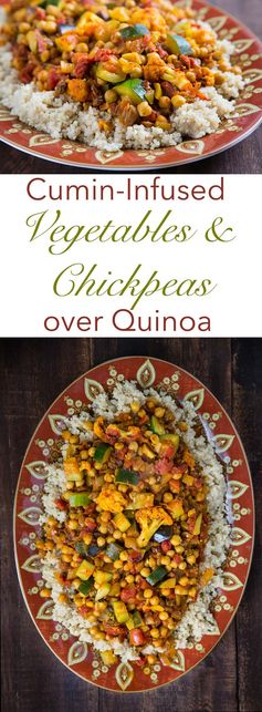 Cumin-Infused Vegetables and Chickpeas over Quinoa