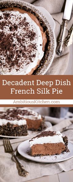 Deep Dish French Silk Pie with Hazelnut Oreo Cookie Crust