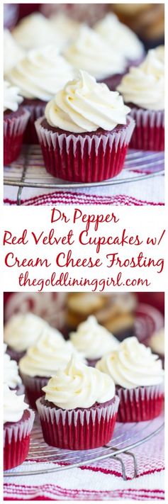 Dr Pepper Red Velvet Cupcakes with Cream Cheese Frosting