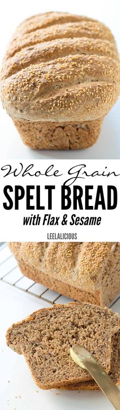 Easy Whole Grain Spelt Bread with Flax and Sesame