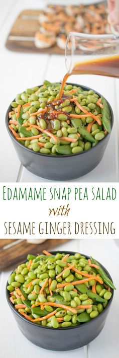 Edamame snap pea salad with sesame ginger dressing