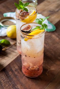 Fig and Lemon Sparkler with Basil Mint Simple Syrup