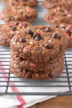 Giant Peppermint Chocolate Fudge Cookies