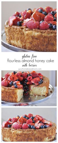 Gluten Free Flourless Almond Honey Cake with Berries