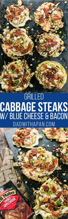 Grilled Cabbage Steaks With Bacon & Blue Cheese