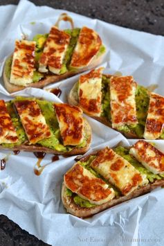 Grilled Haloumi, Avocado and Pomegranate Molasses Tartine