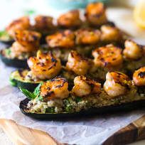 Grilled Stuffed Zucchini with Shrimp