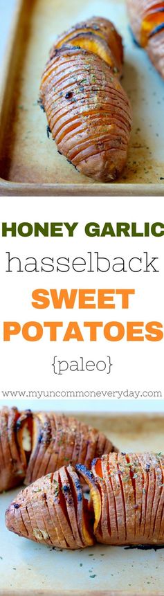 Honey Garlic Hasselback Sweet Potatoes