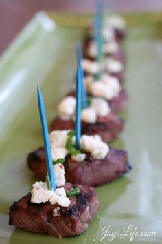 Italian Marinated Beef Medallions with Blue Cheese & Chives