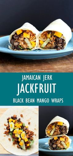 Jamaican Jerk Jackfruit Caribbean Black Bean Mango Wraps