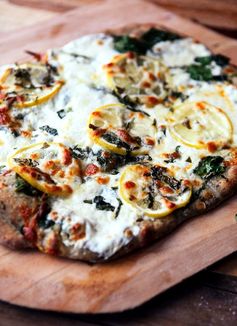 Lemon Basil Pizza with Spinach and Mozzarella