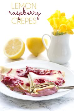 Lemon Crepes with Whipped Raspberry Cream Cheese