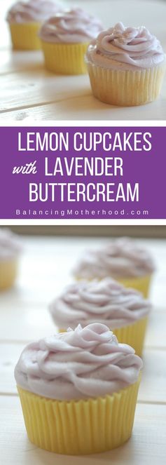 Lemon Cupcakes with Lavender Buttercream