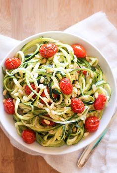 Lemon-Garlic Zucchini Noodles with Roasted Tomatoes