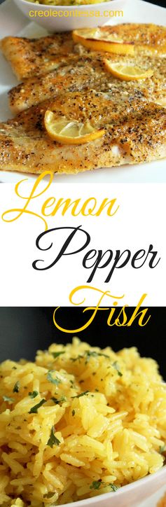 Lemon Pepper Fish with Lemon Butter Rice