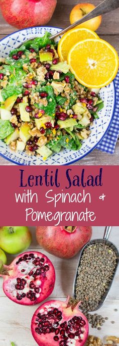 Lentil Salad with Spinach and Pomegranate