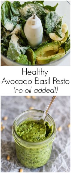 Lightened-Up Creamy Avocado Basil Pesto (no oil added