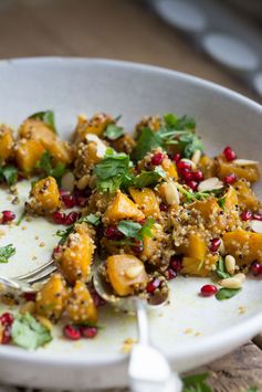 Marinated Pumpkin Quinoa and Pomegranate Autumn Salad