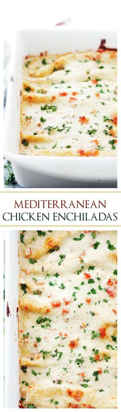 Mediterranean White Chicken Enchiladas