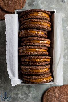 Mexican Chocolate Sandwich Cookies with Dulce de Leche Filling