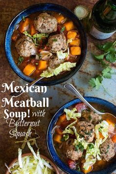 Mexican Meatball Soup with Butternut Squash