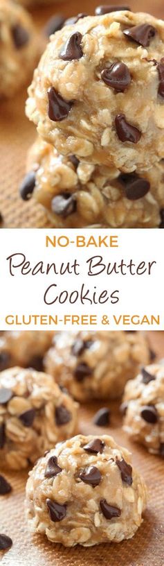 No-bake Peanut Butter Chocolate Chip Cookies (vegan, gluten-free