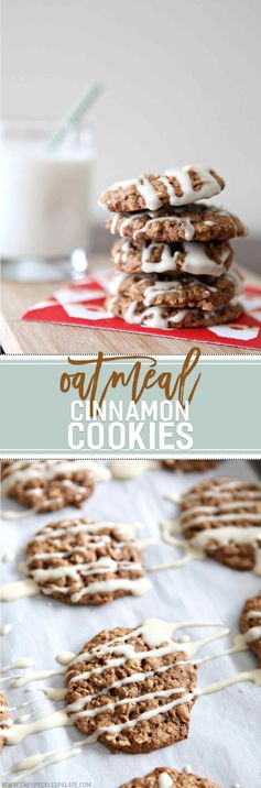 Oatmeal Cinnamon Cookies with Maple Cream Cheese Glaze