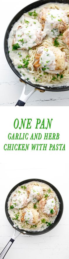 One Pan Garlic and Herb Chicken with Pasta