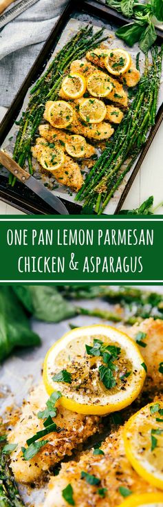 One Pan Lemon Parmesan Chicken and Asparagus