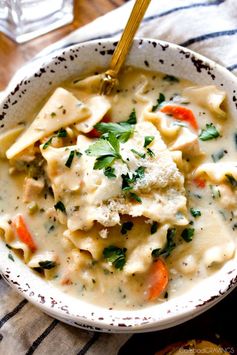 One Pot White Chicken Lasagna Soup