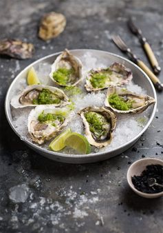 Oysters with spicy cucumber granita