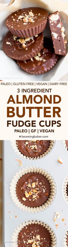 Paleo Chocolate Almond Butter Fudge Cups (Vegan, 3 Ingredient, Gluten Free, Paleo, Dairy-Free
