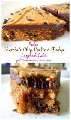 Paleo Chocolate Chip Cookie Cake with Chocolate Cashew Fudge