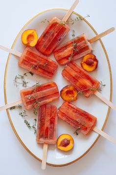 Peach, Honey and Thyme Lemonade Popsicles