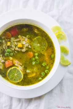 Peruvian Cilantro and Turkey Soup (Aguadito de Cava #SundaySupper