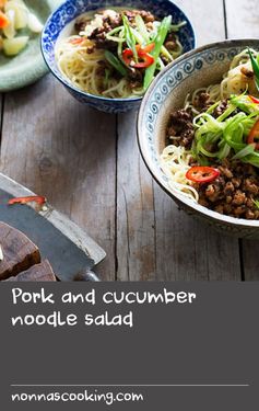 Pork and cucumber noodle salad