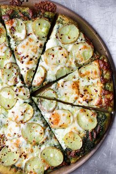 Potato Pizza with Kale Pesto