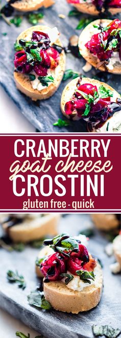 Quick Cranberry Goat Cheese Gluten Free Crostini