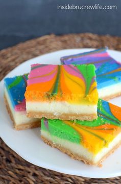 Rainbow Vanilla Cheesecake Bars