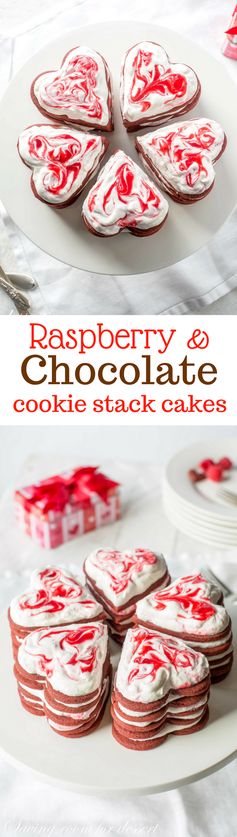 Raspberry & Chocolate Cookie Stack Cakes