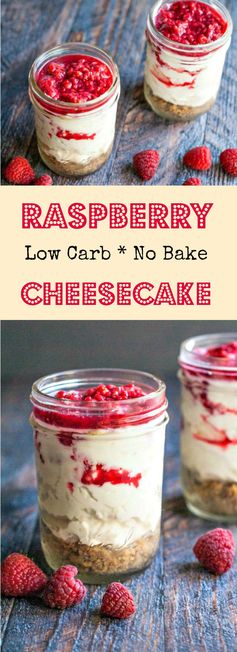 Raspberry No Bake Cheesecake (low carb