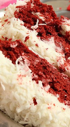 Red Velvet Coconut Cake with Coconut Cream Cheese Frosting