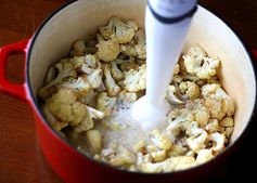 Roasted Cauliflower Soup with White Cheddar Cheese