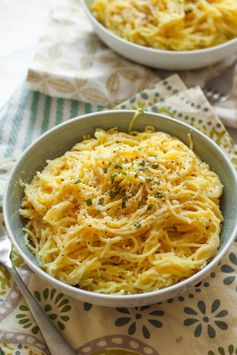 Roasted Garlic & Alfredo Spaghetti Squash Pasta