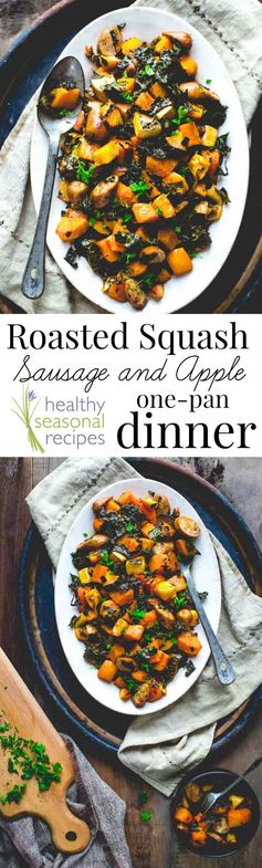 Roasted squash, sausage and apple one pan dinner