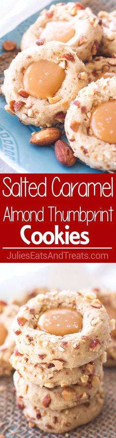 Salted Caramel Almond Thumbprint Cookies